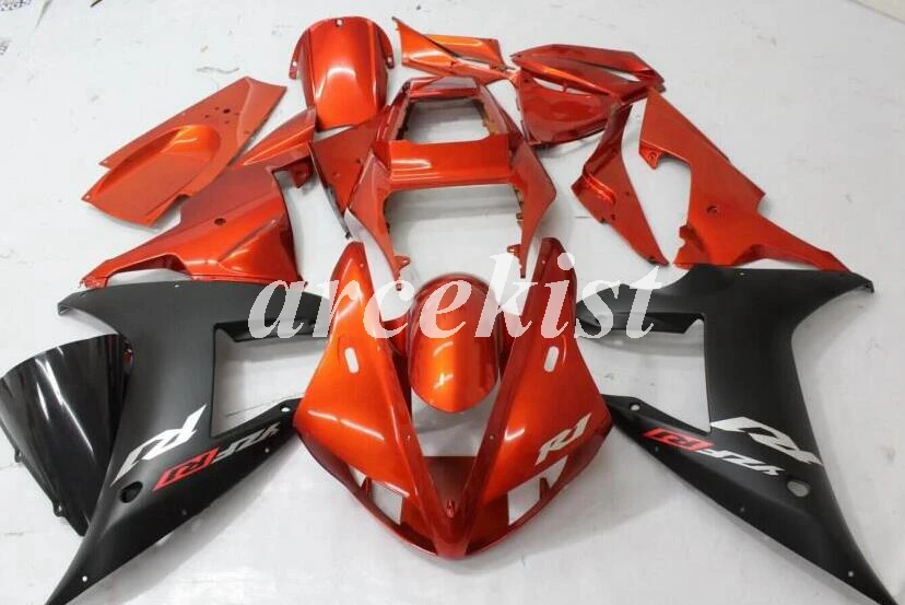 4 подарка ABS мотоцикл велосипед обтекатель набор подходит для Yamaha Yzf R1 2002 2003 YZF1000 R1 02 03 Полный обтекатели комплект оранжевый черный - Цвет: Orange black