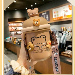 Cute Thermos Cup Girl Super Cute Portable Stainless Steel Bear Cup with High Appearance Level Water Cup Children's Kettle Bottle