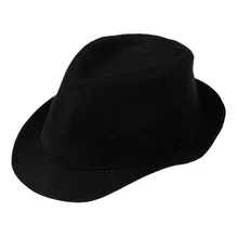 Мужская и женская летняя пляжная шляпа унисекс Солнечный Джаз Панама Гангстерская шляпа Трилби Федора черная