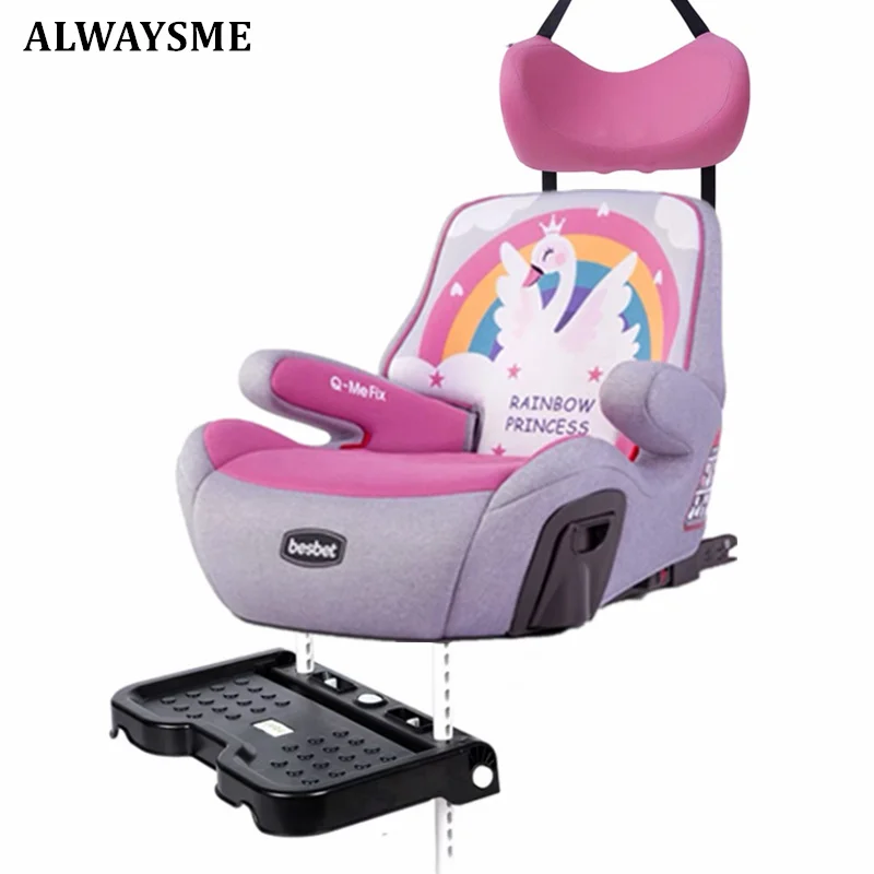 ALWAYSME Cartoon Style Child Car Seats With ISOFIX and Head Support Pillow and Foot Rest