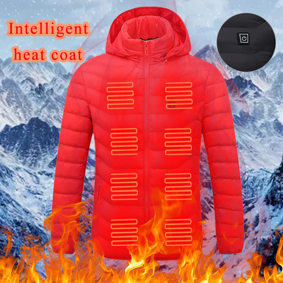 

LOOZYKIT Heated Jackets Vest Down Cotton Mens Women Outdoor Coat USB Electric Heating Hooded Jackets Warm Winter Thermal Coat
