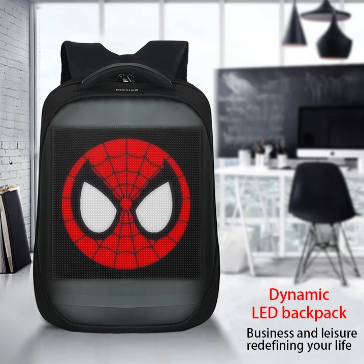 

LED Dynamic Display Backpack WiFi Laptop Notebook APP Control 20L DC5V School Bag Waterproof LED Backpack Bag For Advertising