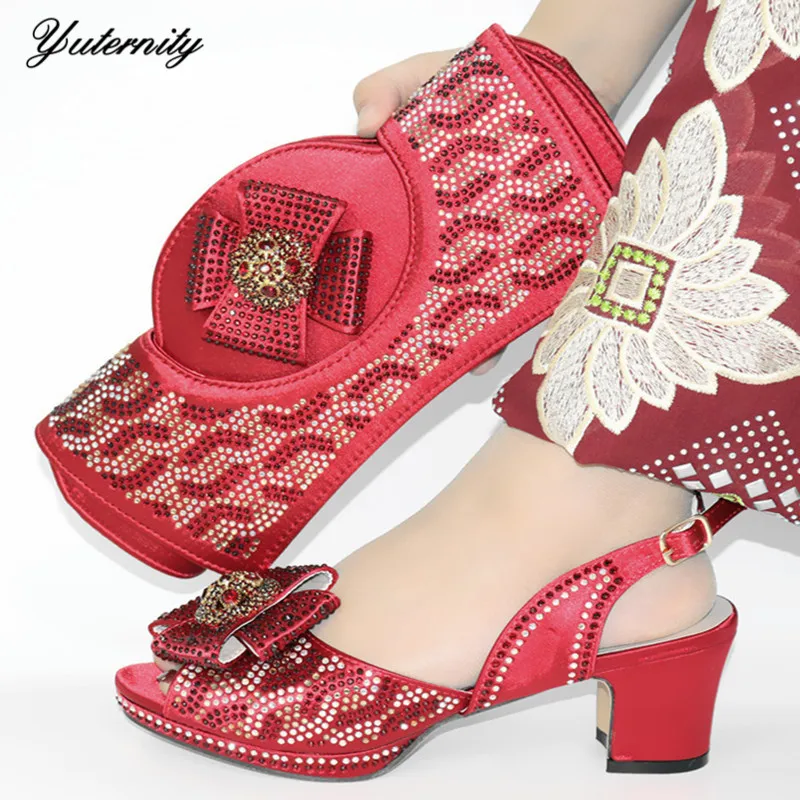 Модные африканские женские туфли и сумки подходящий набор итальянские