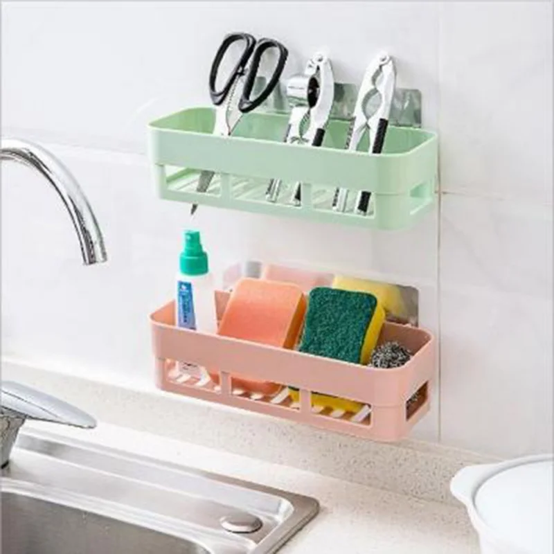 No Trace Stickers Basket Storage Shelves Home Square Bathroom