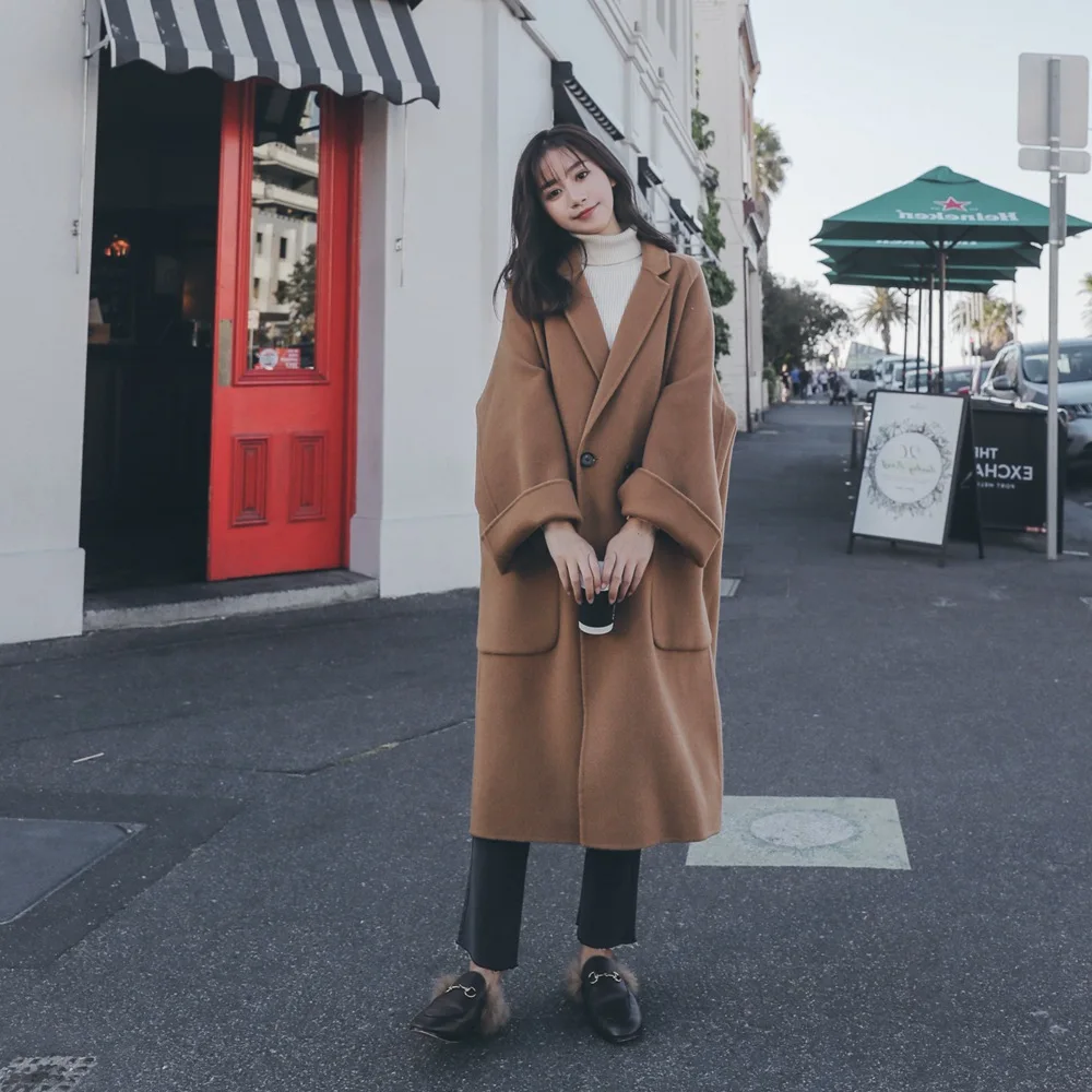 

Photo Shoot CHIC Style Fashion Korean-style Woolen Jacket 2019 Autumn And Winter New Style Retro Laziness Large Pocket Woolen Ov
