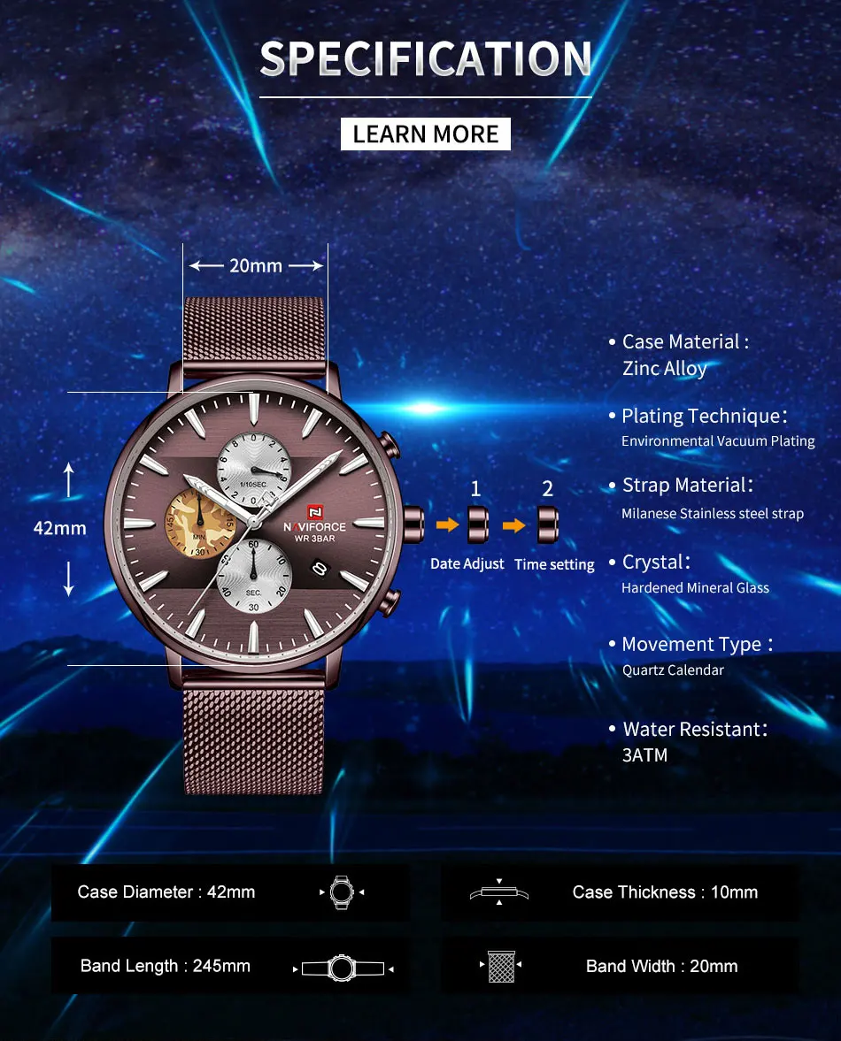 Relogio Masculino Топ люксовый бренд NAVIFORCE мужские модные кварцевые часы мужские спортивные водонепроницаемые стальные военные наручные часы