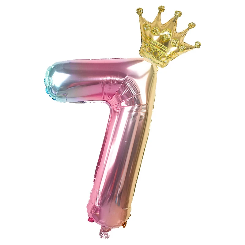 2 Stück 32 Zoll Regenbogen-Zahlen-Folienballons mit Krone für Kinder, Jungen, Mädchen, 1. Geburtstag, Party-Dekorationen, Roségold-Figuren, Globos – Detail 8