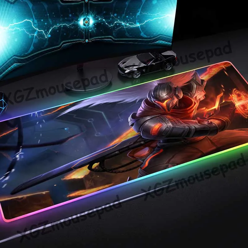 XGZ PROJECT: Yasuo HD Custom Large RGB Luminous Mouse Pad Black Lock Edge Office Computer Desk Mat Speed Rubber Stripe Non-slip |
