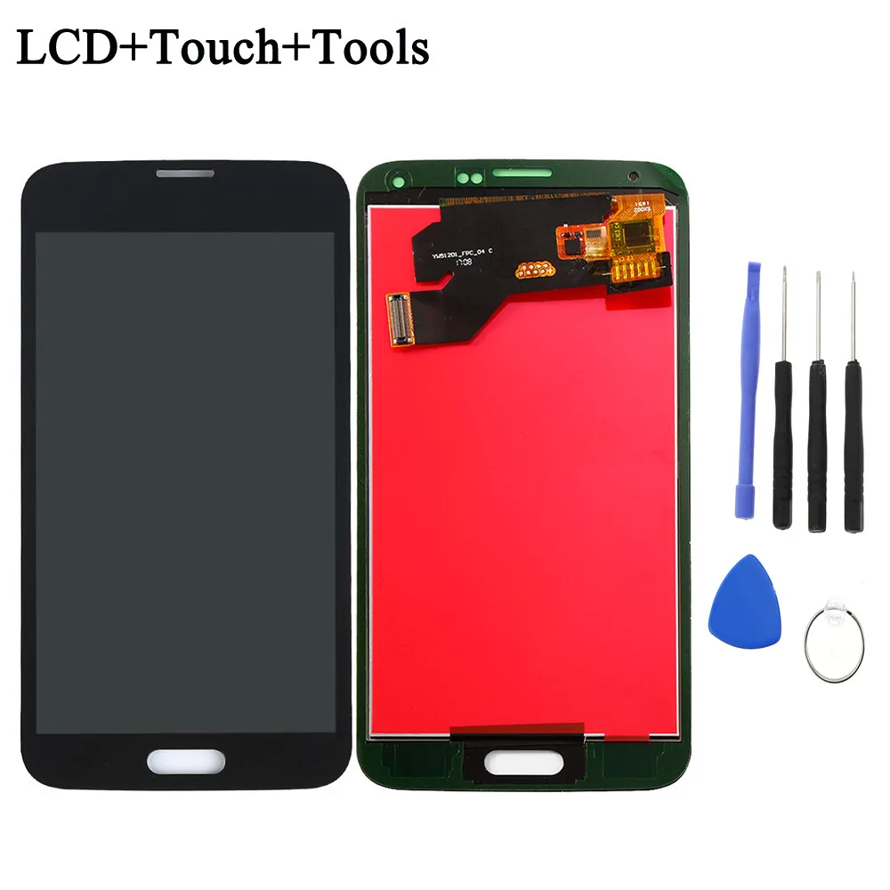 For Samsung S5 LCD G900F G900A Display G900P G900T G900V Touch Screen Digitizer G900f display for samsung galaxy S5 lcd G900 LCD - Цвет: Black with tools