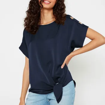 

New Women Blouses & Shirts O Neck Button Short Sleeve Sexy Off Shoulder Tops Spring Summer Office Lady Shirt Casual Blusas Mujer