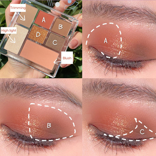 Pressed Matte 7 Glitter Eyeshadow Palette Waterproof Long-lasting Eyeshadow Pigment Diamond Shimmer Nude Shiny Makeup