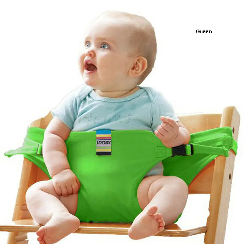 Портативный для маленьких мальчиков и девочек высокий стул Booster ремень безопасности жгут обеденный ремень безопасности - Цвет: Зеленый