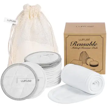 

18PCS Reusable Makeup Removal Cotton Pads Facial Body Cleaner Velvet Bamboo Cotton Makeup Removing Wipes Cosmetics Pads Headband