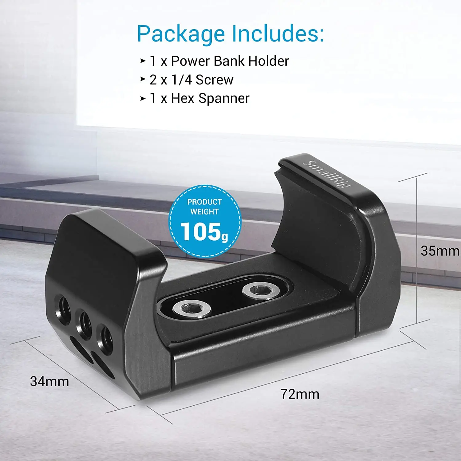 SmallRig 휴대용 전원 은행 용 홀더 53mm-87mm 휴대용 충전기 용 퀵 릴리스 클램프 마운트 알루미늄 Powerbank-2336