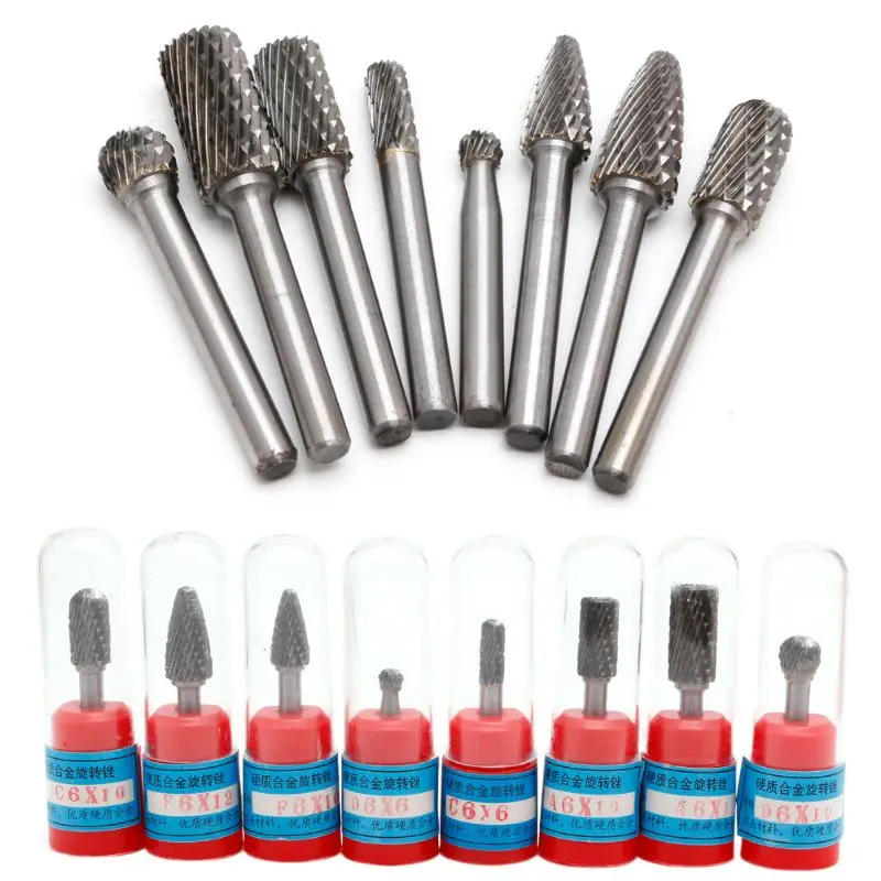 8pcs Tungsten Carbide Burr 1//4/" Shank Rotary Cutter Files Set CNC Engraving USA
