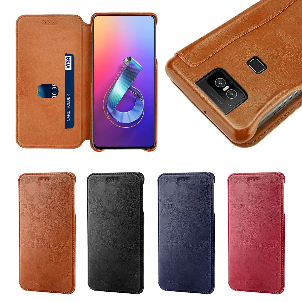 Для Asus Zenfone 6 ZS630KL Чехол Премиум PU кожаный чехол флип стенд полный корпус