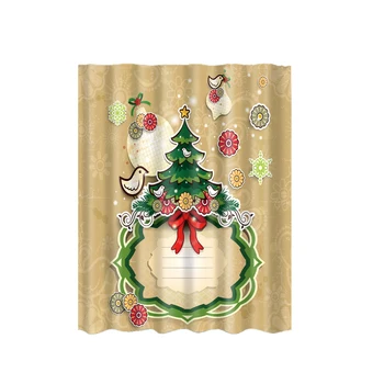 

Waterproof Polyester Shower Sheer Liner Curtain Panel W/ Ring Hook Xmas Tree