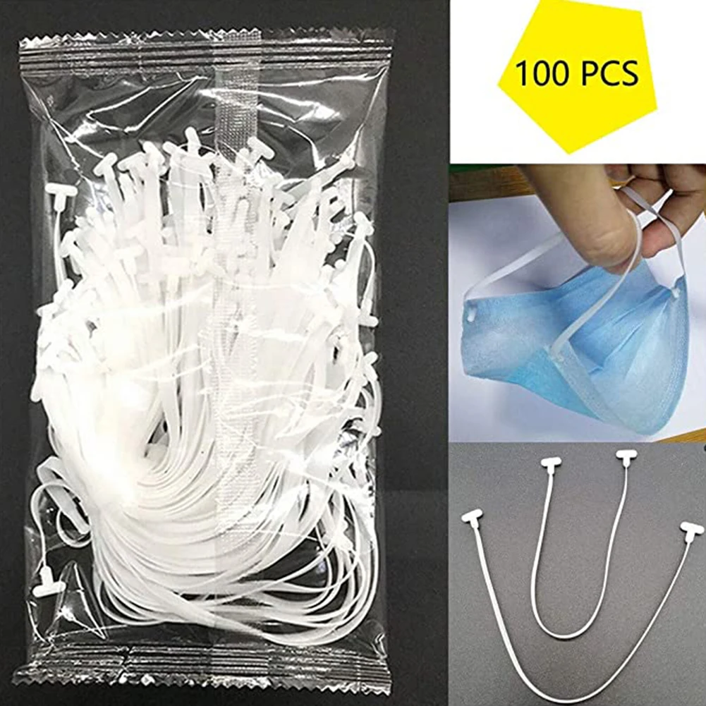 

100 pcs DIY Material Mouth Mask Elastic Band Silicone String Mask Ear Hanging Rope Cord for Face Mask Making
