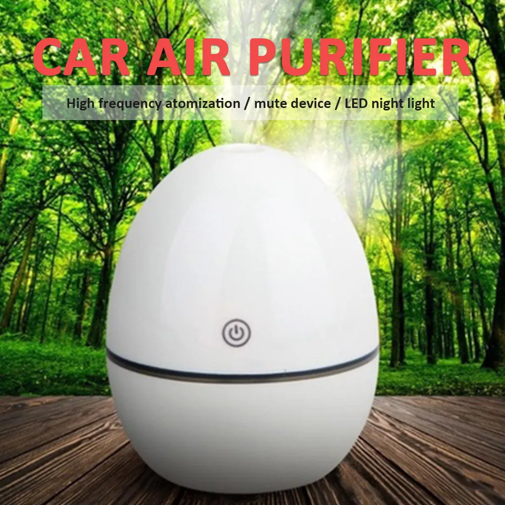 Car Humidifier Car Air Purifier Mini Humidifier Ultrasonic Portable Fashion Useful ABS LED Lights Touch Switch Egg Shape