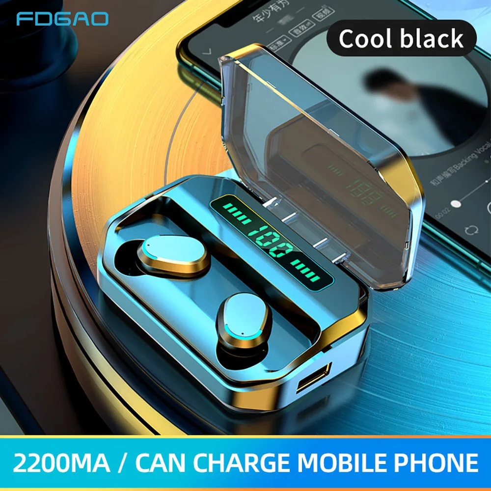 

FDGAO Wireless Bluetooth Earphone HD Call Stereo Headphone Sports Waterproof Headset Noise Cancel HIFI Sound For Samsung iPhone