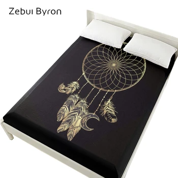 

3D Fitted Sheet 160x200/150x200,Bed Sheets On Elastic Band Bed,Mattress Cover.Bedsheet Bedding,Bed Linen Dreamcatcher golden