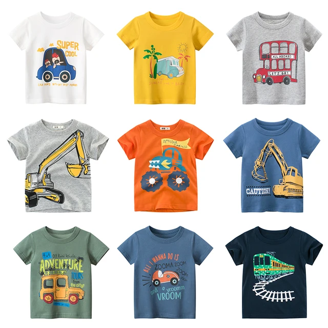 Boys T Shirt For Summer Infant Kids Boy Girls Car T-Shirts 2-8 Years Cartoon Print Baby Clothes  5