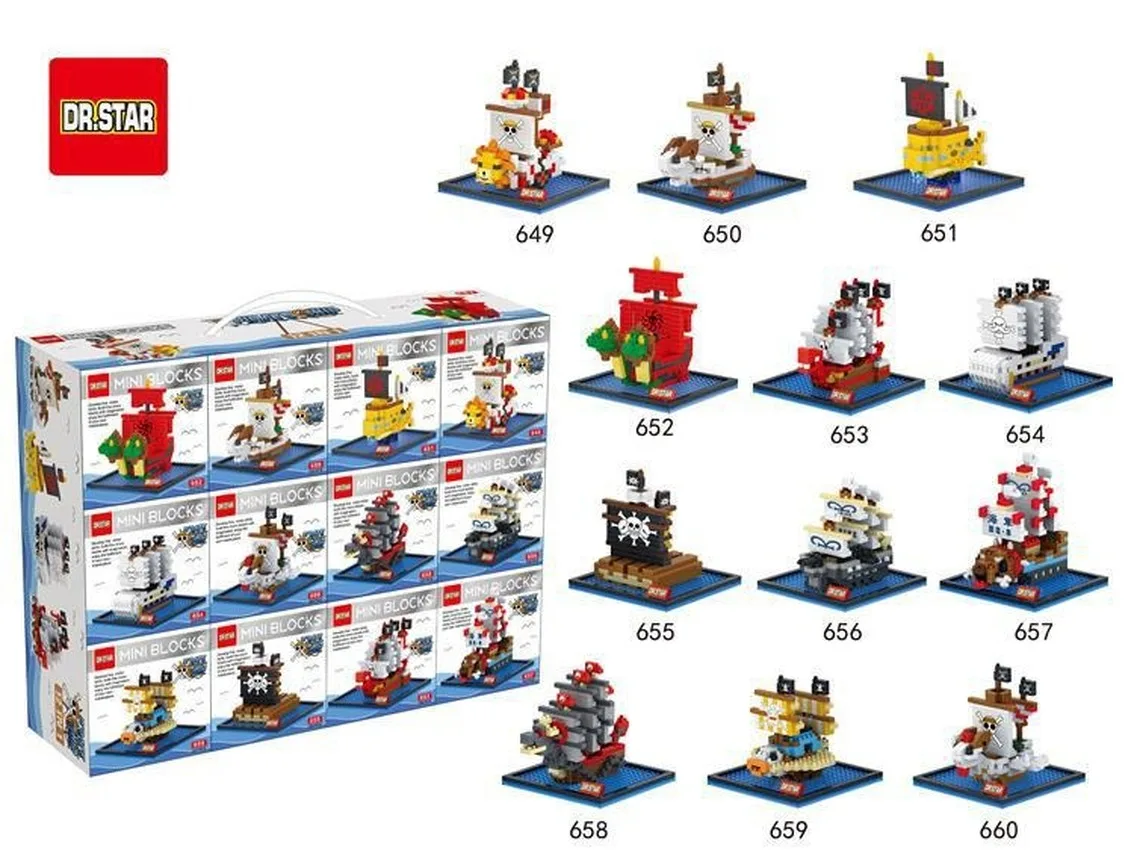 

12pcs/Lot Anime One Piece Ship Building Blocks Thousand Sunny Going Merry Pirate Ship Pirate Boat PVC Toy Bricks Model Gift
