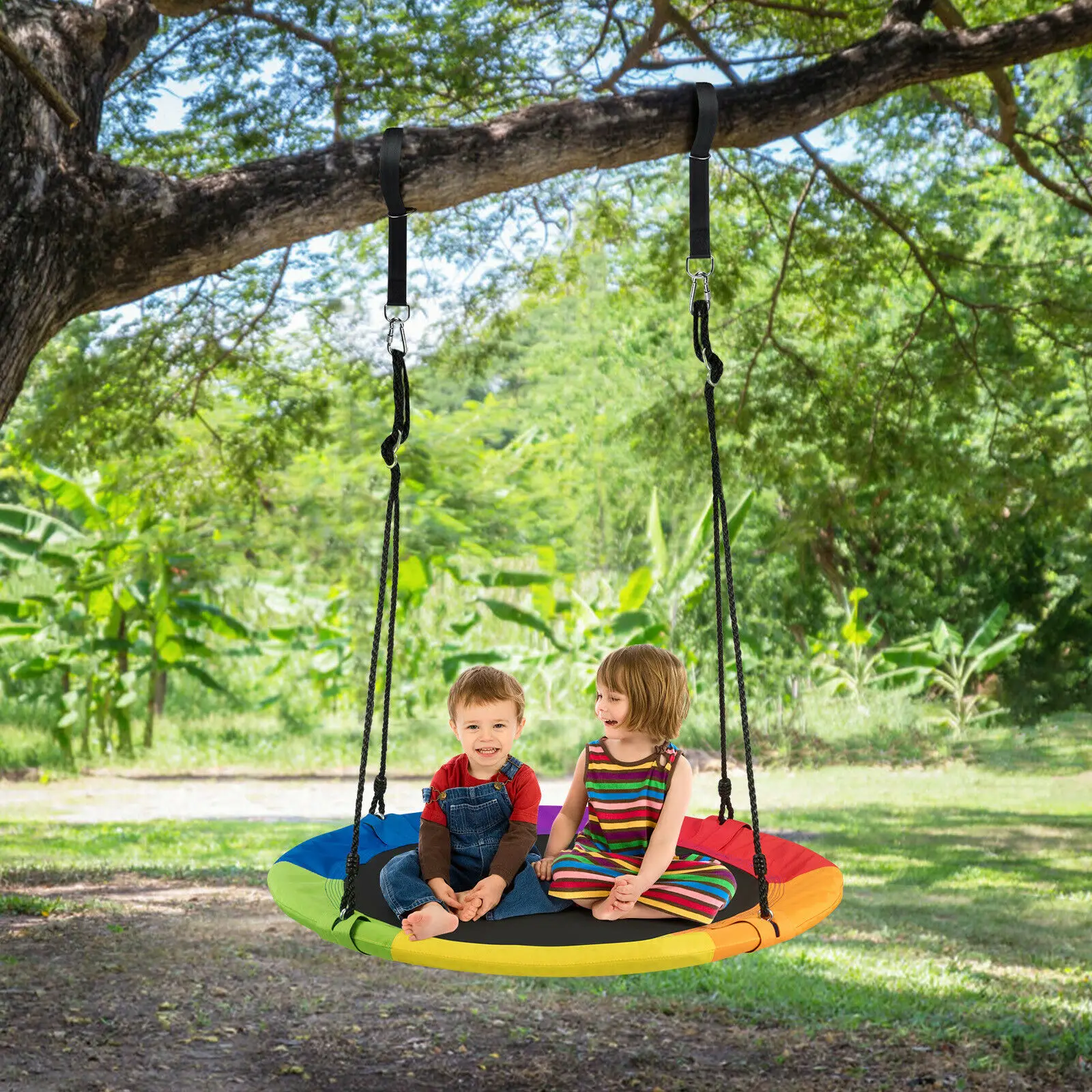40" 770 lbs Flying Saucer Tree Swing Kids Gift w/ 2 Tree Hanging Straps Colorful  OP70579CL 2