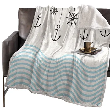 

Nautical Motifs Waves Anchors Blanket Floral Fleece Blanket for Kids Girl Couch Soft Plush Bedspreads Quilt Drop Ship Blankets