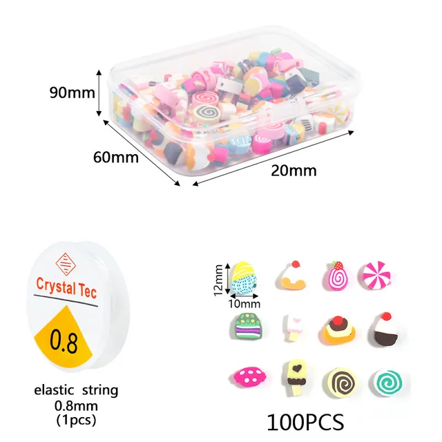 100-910pcs/Box Animal Cake Fruit Flat Polymer Beads Kit Loose Spacer Beads For Jewelry Making Kits Handmade Bracelet Accessories pastries