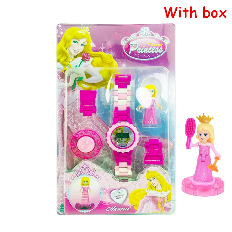princess pink boxed Buzz Lightyear блочные часы, игрушки для детей, забавные вращающиеся строительные блоки, электрическая фигурка, игрушка для мальчика, рождественские подарки - Цвет: princess pink boxed