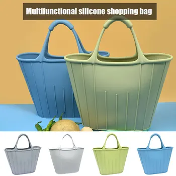 

Multifunctional Silicone Shopping Bag Home Storage Handbag Waterproof Eco-friendly Reuseable for Outdoor Shopping QJS Sh