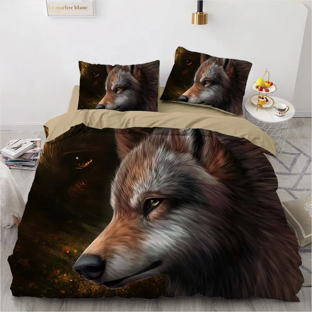 3D дизайн животных Волк постельные принадлежности набор Подушка Shams одеяло