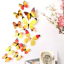 12 Uds. Pegatinas 3D PVC mariposa Linda etiqueta pared nevera decoración de la habitación del hogar DIY hermosa decoración póster pegatinas de pared arte calcomanía