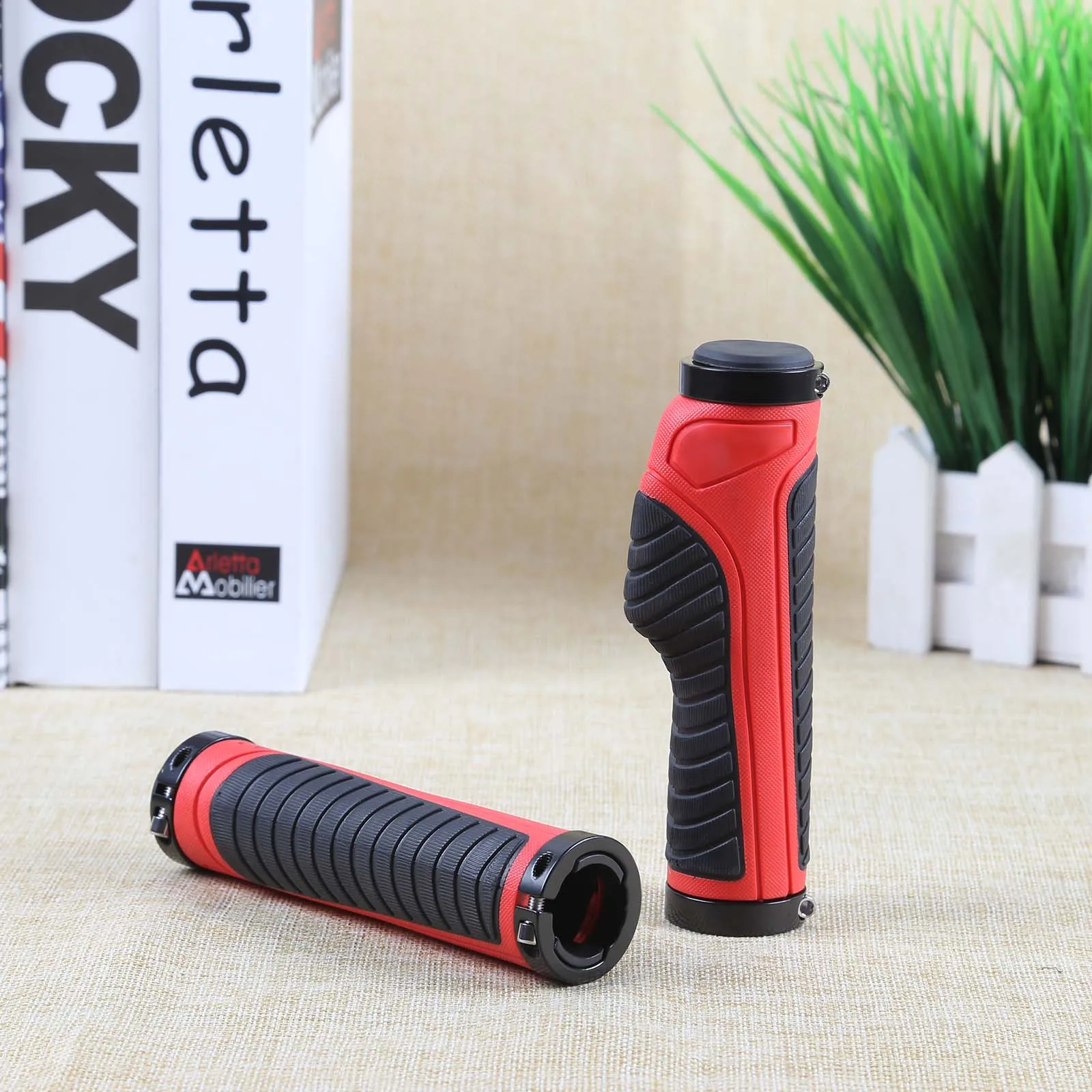 Black Red Велосипедные ручки для горного велосипеда дорожный велосипед с двойным замком резиновые ручки 131*32*44 мм амортизирующая велосипедная ручка эргономичная ручка - Цвет: Black Red
