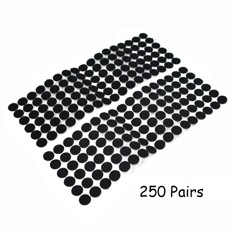 Black 15mm 250pairs 540/250/200 пар крючков и петель кабельные стяжки красочные волшебные наклейки dot Нейлон гибкий клей на самоклеющейся ленте - Цвет: Black 15mm 250pairs