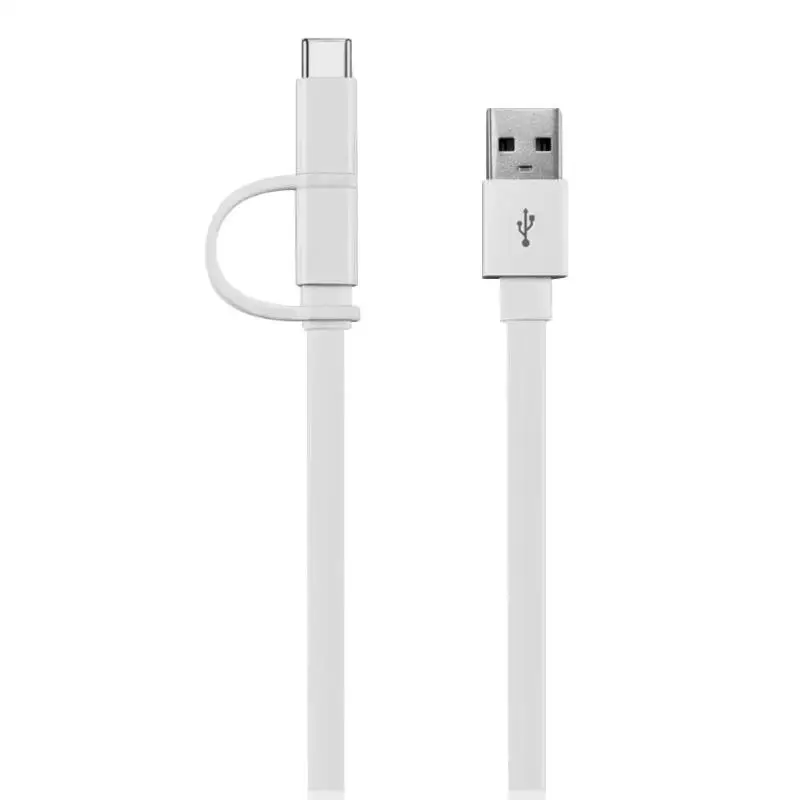 White HUAWEI HONOR AP55S кабель для зарядки Портативный 2 в 1 usb кабель для зарядки type-C Micro USB 2A шнур для зарядного устройства провод для передачи данных для мобильного телефона - Цвет: White