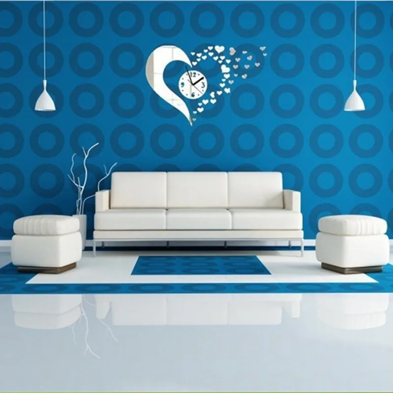 Новые зеркальные настенные часы с милыми сердцами наклейка сделай сам