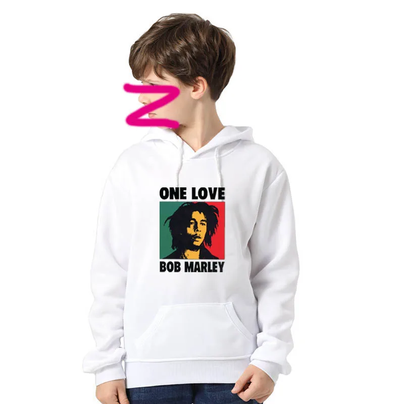 Зимняя Повседневная корейская мода Kpop Bob Marley; детская толстовка с капюшоном; пуловеры для младенцев; свитер для девочек в стиле Харадзюку; Детская уличная одежда
