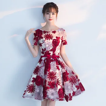 

HT6182 Elegant A Line Cocktail Dresses Short Sleeves Mini Women Party Dresses Sexy Cristais Vestidos De Cocktail Curto 2020