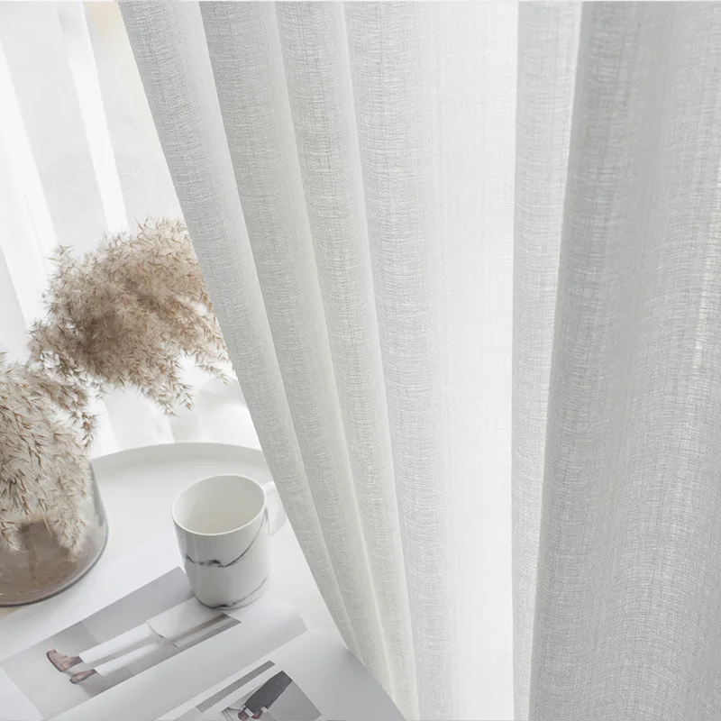 Современная Белая чистая Толстая оконная занавеска s для гостиной, спальни, полупрозрачная занавеска из хлопка и льна занавеска из тюли Портьера