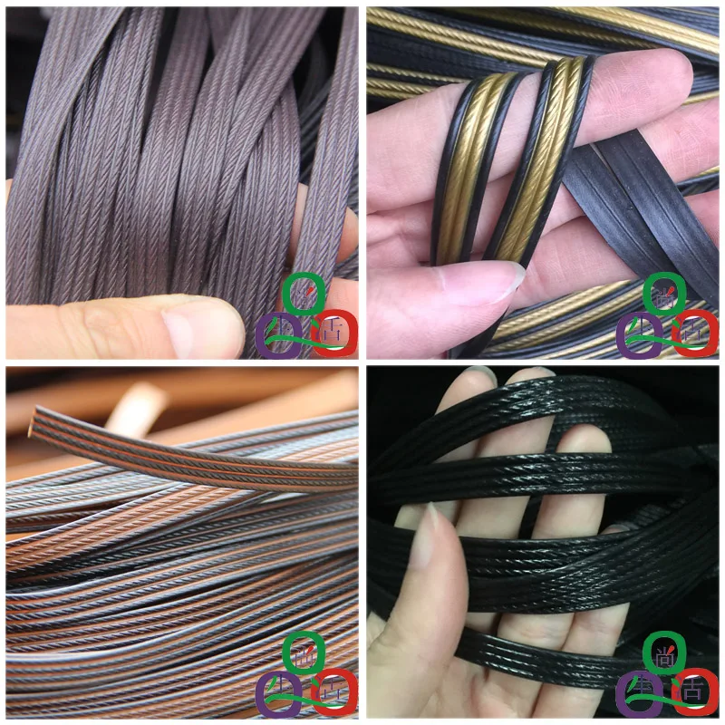 60M Black flat synthetic rattan weaving material plastic rattan for knit and repair chair table storage basket hammock etc
