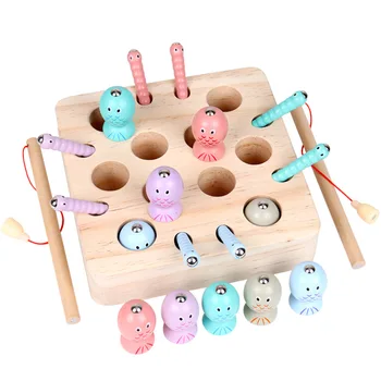 

Children's Wooden Magnetic Fishing Toy Training Kids Focus Observation Early Education Puzzle Game Montessori Baby Catch Toy