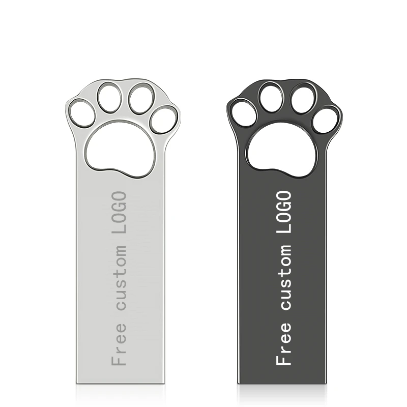 Серебряный Usb флеш-накопитель Cat Claw 128 ГБ, металлическая Флешка 64 ГБ 32 ГБ, реальная емкость 16 ГБ, флеш-накопитель 8 ГБ, флэш-диск 4 ГБ, бесплатный логотип на заказ