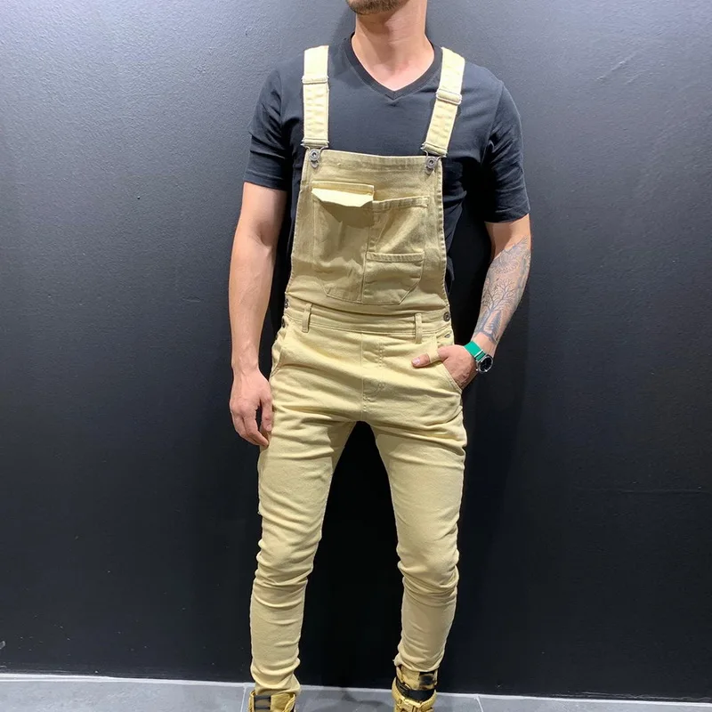 Black Friday CYSINCOS Fashion Men's Jeans Jumpsuits Hi Street Distressed Denim Bib Overalls 2020 Masculina Suspender Male Pants Size S-XXXL