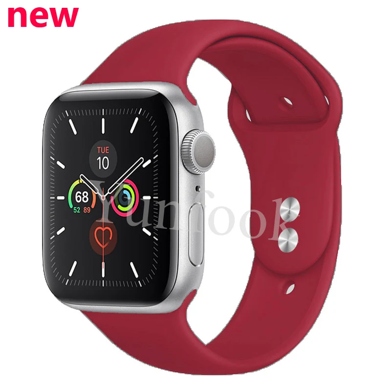 Ремешок для Apple Watch 38 мм 42 мм iWatch 4 ремешок 44 мм 40 мм спортивный силиконовый ремень браслет correa Apple watch 5 4 3 2 аксессуары - Цвет ремешка: official Pomegranate