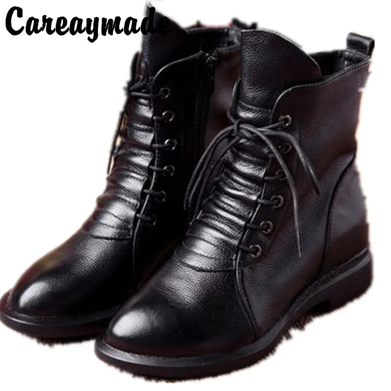 Careaymade-сделанные полностью вручную короткие сапоги из воловьей кожи с накладкой спереди, полу сапоги, «Sen female Повседневные женские ботинки «Мартенс», обувь из натуральной кожи