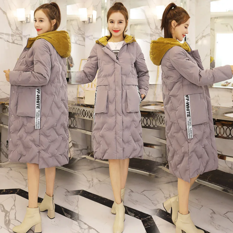 

Winter New Style 2018 Diamond Lattice Cotton-padded Clothes Women's Fashion Mid-length Korean-style Slim Fit Hooded Cotton-padde