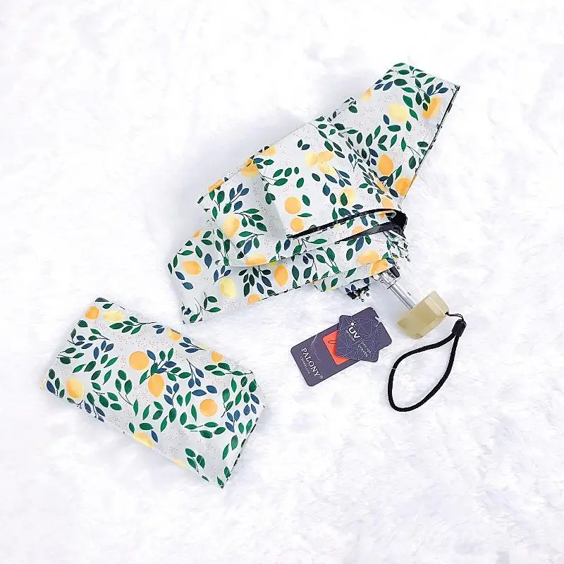 lemon small fresh С принтом рисунка из мультика зонт от солнца и дкладные Зонты карманные зонтики для женский зонтик дождь Для женщин Солнце Защитный зонтик - Цвет: lemon small fresh