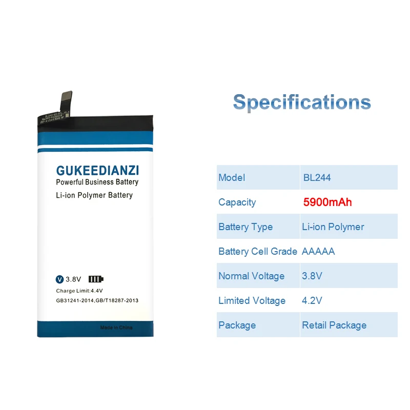 GUKEEDIANZI BL244 5900 мА/ч, Батарея для lenovo P1 C58 C72 P1c58 запасная батарея для мобильного телефона